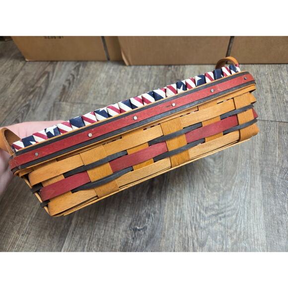 Longaberger 1994 American Blue Red Long Narrow Basket Liner Protector 12" - Picture 6 of 6